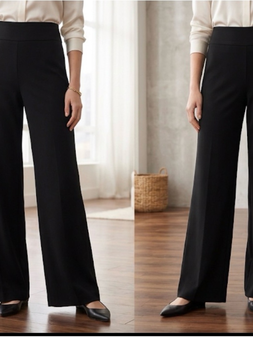 Ann Taylor Black Wide-Leg Dress Pants